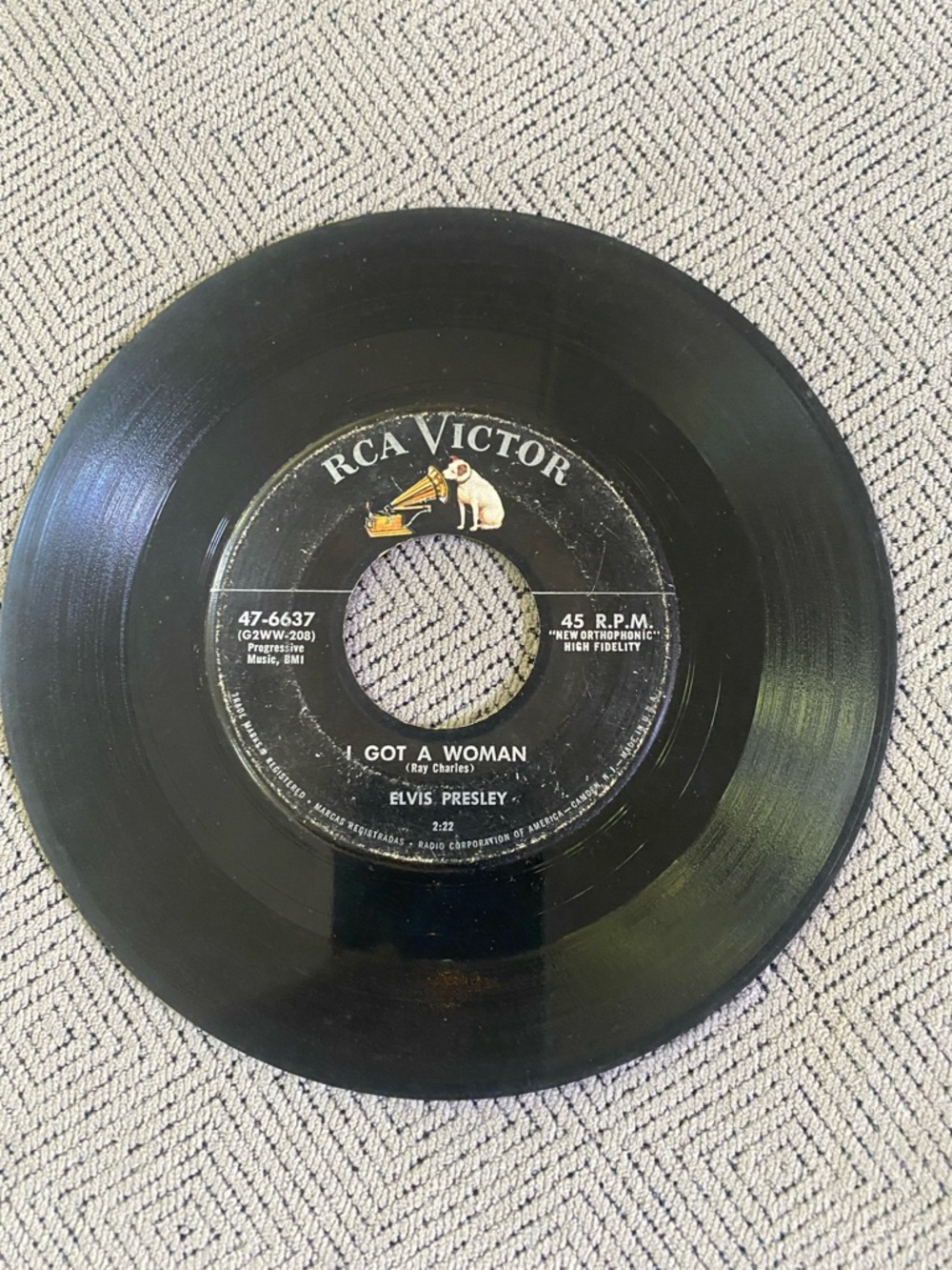 Elvis 45. “I Got a Woman” good condition